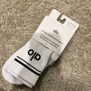 ALO Yoga White and Black Throwback Socks
